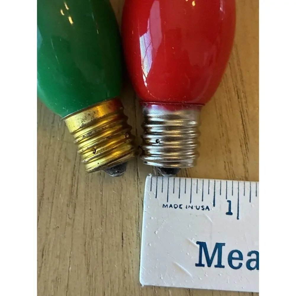 25 Vtg C9 Replacement Bulbs Ceramic Red Green Christmas Lights C-9 1/4 120V 7W